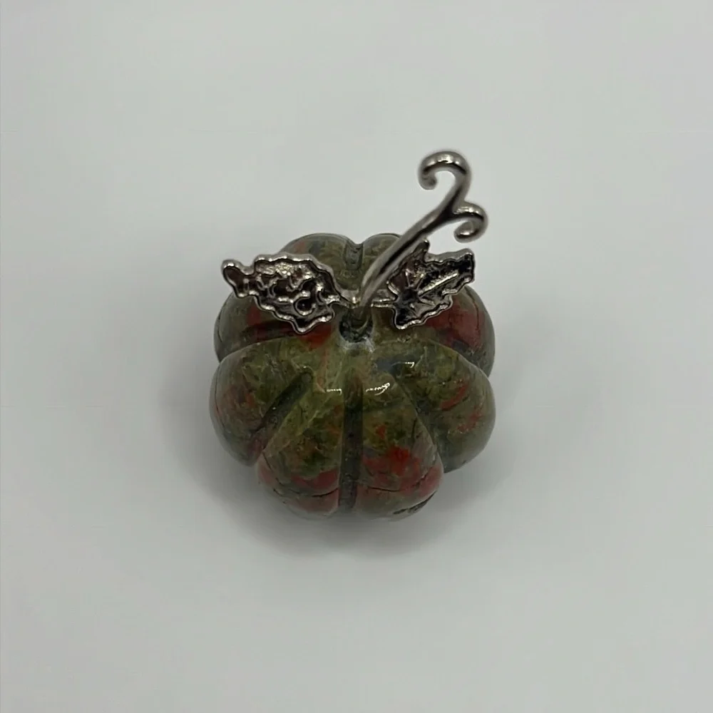 Unakite Jasper Polished Carved Pumpkin